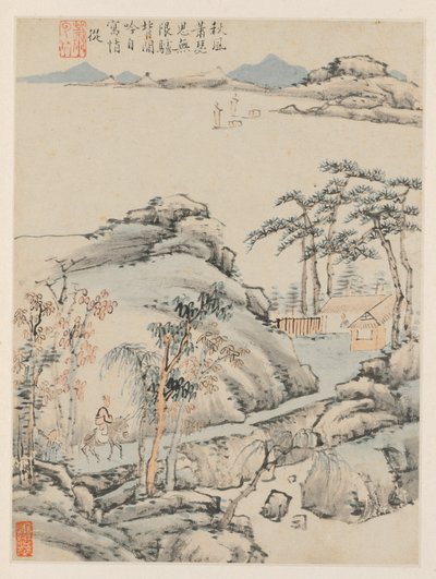 Album van seizoenslandschappen, blad F vorig blad 5, 1668 door Xiao Yuncong