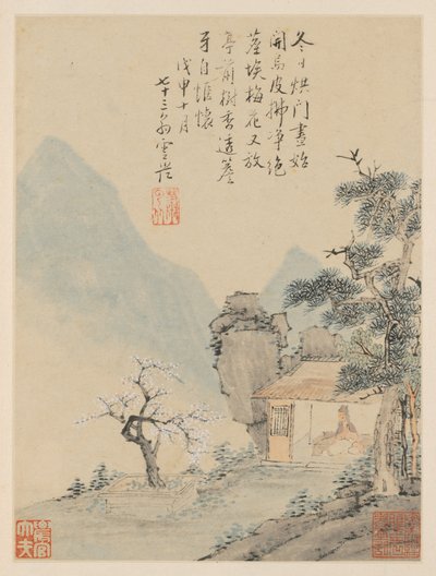 Album van seizoenslandschappen, blad H vorig blad 8, 1668 door Xiao Yuncong