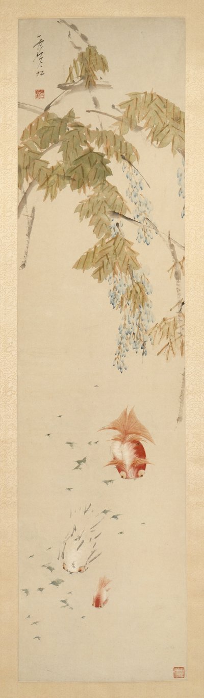 Wisteria en goudvissen 紫藤金魚圖 door Xugu