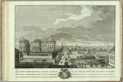 De nieuw gebouwde kamers tegenover de Anichkov-poorten Boek ter gelegenheid van het 50-jarig jubileum van de oprichting van Sint-Petersburg door Yakov Vasilyevich Vasilyev