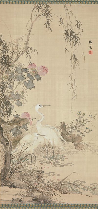 Reigers, Pioenen en Wilgen door Yamamoto Baiitsu