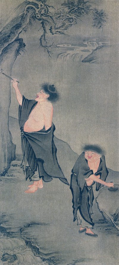 Twee Chinese kluizenaars, Han Shan schrijft op een rots en Shih Te bereidt zijn inkt, naar een kakemono van Yan Hui en gepubliceerd in het tijdschrift 