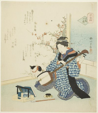 Nr. 4: Persoonlijk Gerangschikte Bloem (Teike no hana), uit de serie "Een Vergelijking van Bloemen (Hana awase)" door Yanagawa Shigenobu II