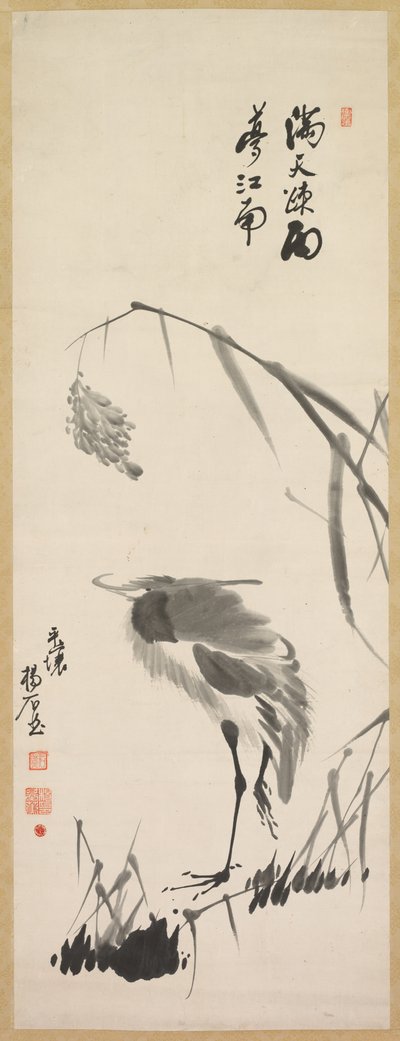 Reiger en riet, eind 1800s door Yang Ki hun