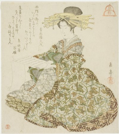 Kyoto: Courtisane van de Shimabara, uit een ongetitelde serie van de drie hoofdsteden door Yashima Gakutei