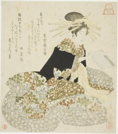 Osaka: Courtisane van de Shinmachi, uit een ongetitelde serie van de drie hoofdsteden door Yashima Gakutei