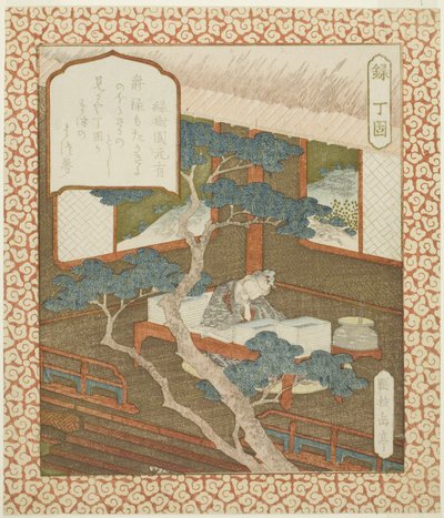 Welvaart: Ding Gu (Roku, Teiko), uit een ongetitelde serie van geluk, welvaart en lange levensduur door Yashima Gakutei