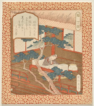 Welvaart: Geleerde Ding Gu Dromend van de Pijnboom, uit de serie Geluk, Welvaart en Lang Leven door Yashima Gakutei