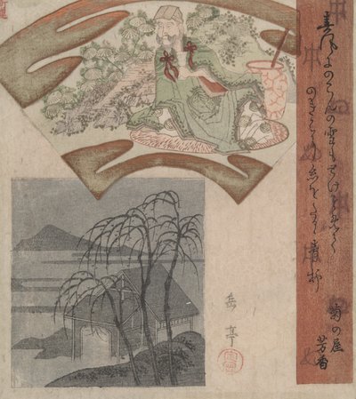 Tao Yuanming en de hut bij drie wilgen door Yashima Gakutei