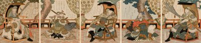 De vijf tijgergeneraals van de verhalen van de Water Margin (Suikoden Goko Shogun) door Yashima Gakutei