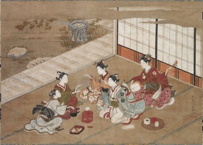 Het Handspel spelen, ca. 1760 door Yasumasa Hasegawa