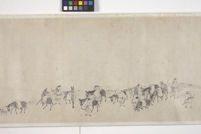 Honderd Ezel Vervoeren Graan, Handrol, c.1700 door Ye Yin