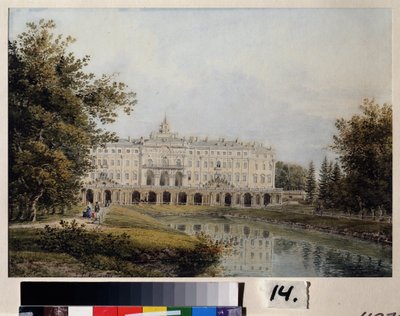 Uitzicht op het Constantijnpaleis in Strelna nabij Sint-Petersburg door Yegor Yegorovich Meier
