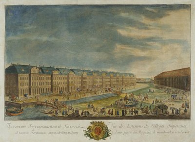 Uitzicht op het Twaalf Collegia gebouw in Sint-Petersburg door Yekim Terentiyevich Vnukov