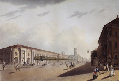 De Grote Gostiny Dvor Koopmanswerf in Sint-Petersburg, 1820s door Yermolai Ivanovich Yesakov