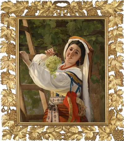 Een lachend meisje in Zuid-Italiaanse kleding, 1857 door Yevgraf Semyonovich Sorokin
