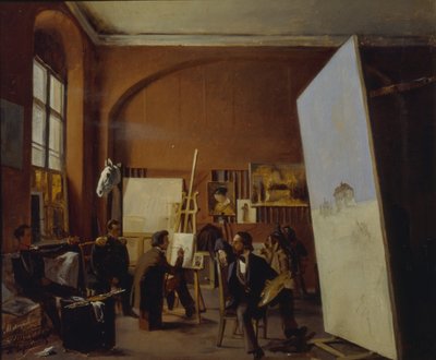 Atelier van de schilder Graaf Vasily Maksutov, 1858 door Yevgraf Semyonovich Sorokin
