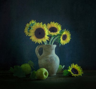 Zonnebloemen Groene appels door Yinan F.