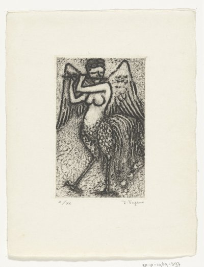 Fluitspelende sirene door Yo Sugano (signed by artist)