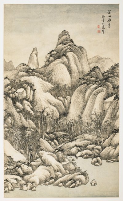 Een berg en stroom zonder einde, uit een album van 12 bladen door Yongxi Jin