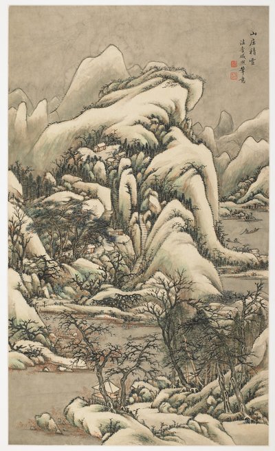 Sneeuw in Bergvilla, uit een album van 12 bladen door Yongxi Jin