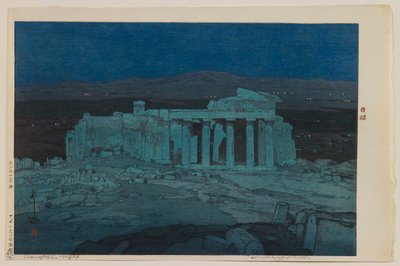 Oude Ruïnes van Athene (Acropolis — Nacht) door Yoshida Hiroshi