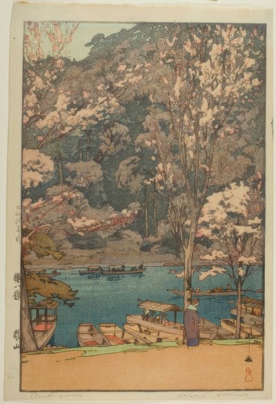 Arashiyama, uit de serie "Acht Scènes van Kersenbloesems" door Yoshida Hiroshi