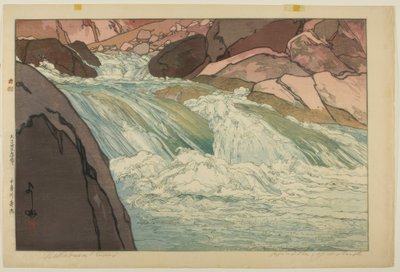 Nakabusa rivier stroomversnellingen door Yoshida Hiroshi