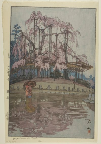 Yozakura in de regen door Yoshida Hiroshi