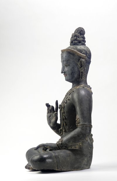 Nepalees-Chinese stijl bodhisattva (lak, doek, sporen van blauw, goud en groene verf & bladgoud) door Yuan Dynasty Chinese School