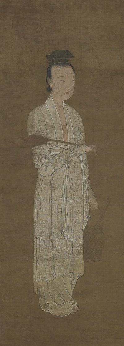 Portret van een vrouw in het wit: Lu Meiniang door Yuan Dynasty Chinese School