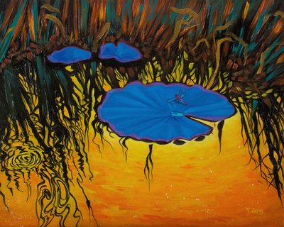 Blauwe libel door Yue Zeng