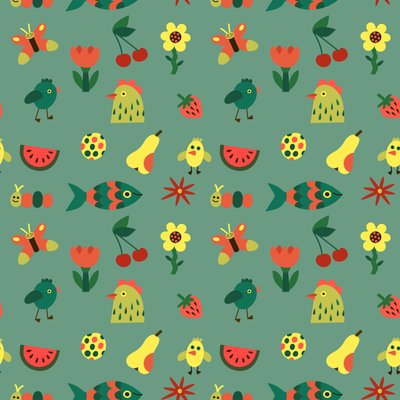 Naadloos patroon, 2018 (vectorafbeelding) door Yulia Drobova