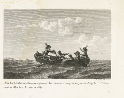 Jan Bart ontsnapt uit een Engelse gevangenis en steekt per roeiboot het Kanaal over, 1689 door Yves Marie Le Gouaz