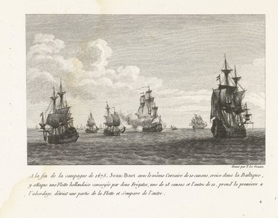 Jan Bart valt Hollandse schepen in de Baltische zee aan, 1675 door Yves Marie Le Gouaz
