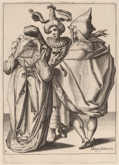 Een Koppel dat een Gebarende Jonge Man Toespreekt door Zacharias Dolendo after Jacques de Gheyn II