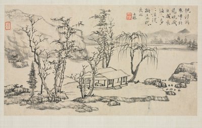 Landschapsalbum in verschillende stijlen: Landschap naar Ni Zan door Zha Shibiao