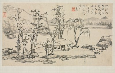 Landschapsalbum in verschillende stijlen: Landschap naar Ni Zan door Zha Shibiao