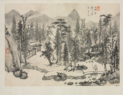 Landschapsalbum in verschillende stijlen: Landschap naar Wu Zhen door Zha Shibiao