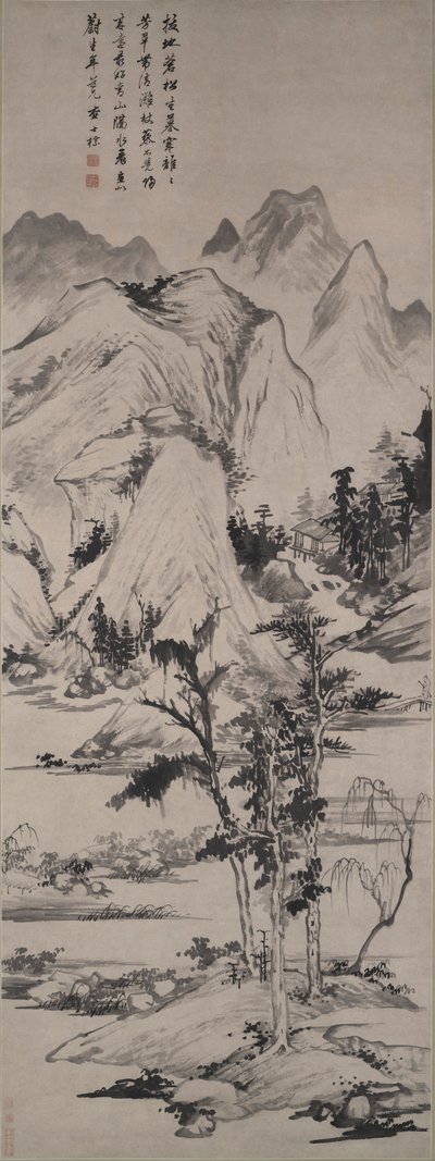 Landschap in de stijl van Ni Zan (1301-1374) door Zha Shibiao