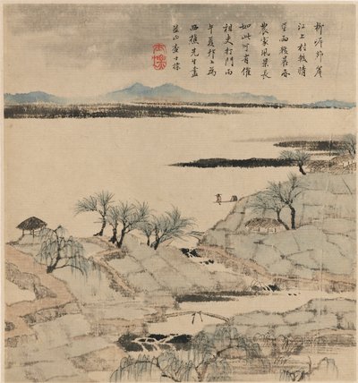 Rivierlandschap, mei-augustus 1666 door Zha Shibiao