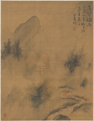 Tienduizend bamboes in de mist en regen, 1775 door Zhai Dakun