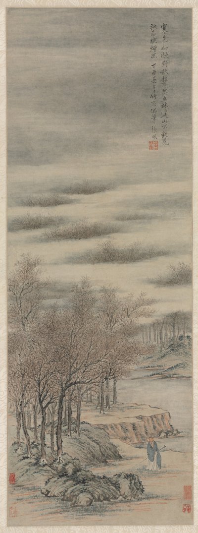 Luisteren naar het Geluid van de Herfst in een Mistig Bos door Zhang Feng