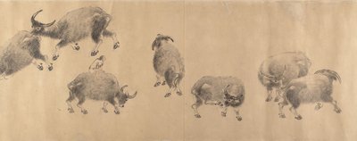 Waterbuffels, gedateerd 1639 door Zhang Hong