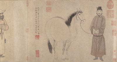 Paarden en stalknechten, gedateerd 1296 en 1359 door Zhao Mengfu