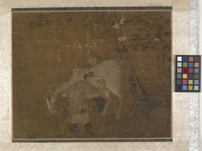 Paardenverzorgers die een Witte Paard Kammer door Zhao Mengfu Chao Meng Fu or