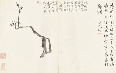 Landschappen en bloemen, album van zes bladen door Zhu da Bada Shanren