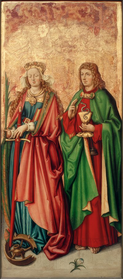 Zürcher Veilchenmeister, Heilige Catharina en Johannes Evangelist door Zürcher Veilchenmeister