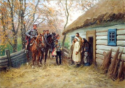 Cavaleriepatrouille voor een Huis door Zygmunt Rozwadowski