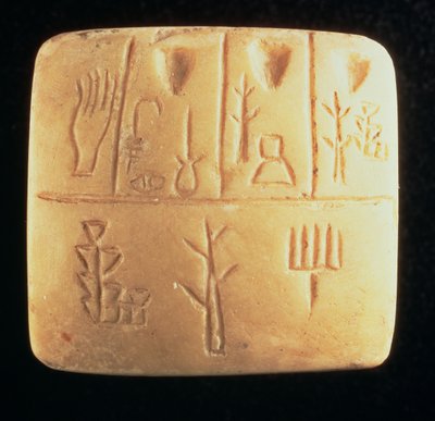 Tablet met pictografische inscriptie, Mesopotamisch, laat 4e eeuw v.Chr. door Hippolyte Lalaise Devéria
